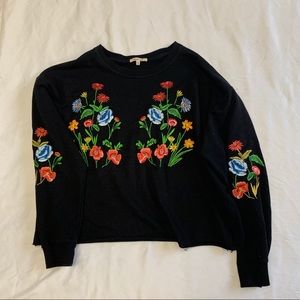 Embroidered crop top sweater